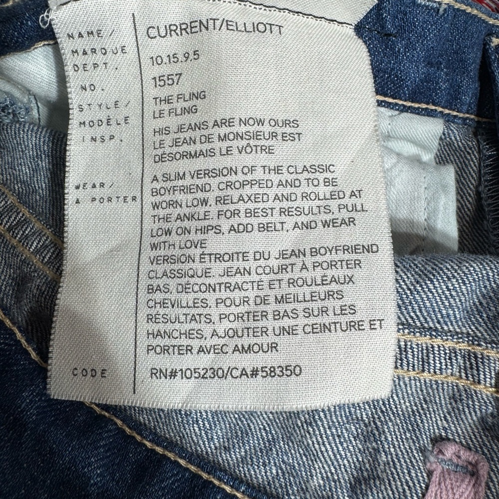 Current/Elliott The Fling Floral Embroidery Distressed Button Fly Jeans Size 27 - Picture 11 of 13